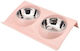 ATL Edelstahl Schalen Futter & Wasser für Hund & Katze auf Basis von 2x 11cm in Rosa Farbe