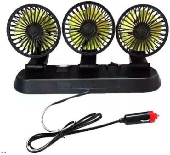 Triple Car Fan 12v Pervoi Ctc-651 Black Yellow