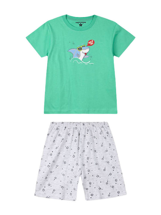 Energiers Kids' Pajamas Summer Multicolored Shark Glow In The Dark