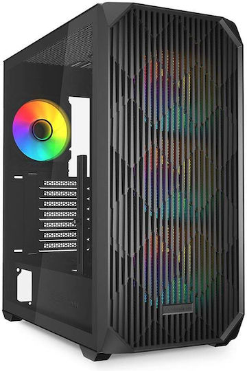 Sharkoon AK3 RGB Gaming Midi Tower Computer Case with Side Window Black