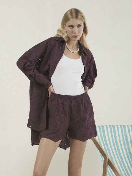 Ottod'ame Damen Hohe Taille Shorts Braun