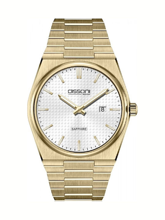 Dissoni Herrenuhr 40mm Batterie mit Gold Metallarmband