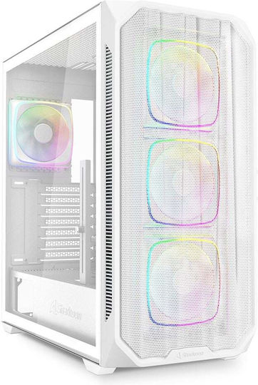 Sharkoon AK5M RGB Gaming Midi-Turm Computergehäuse mit Seitenfenster Weiß