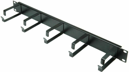 Value 19" 1u Cable Management Plate C-type 5 Hooks Ral 9005 Black 26.99.0310