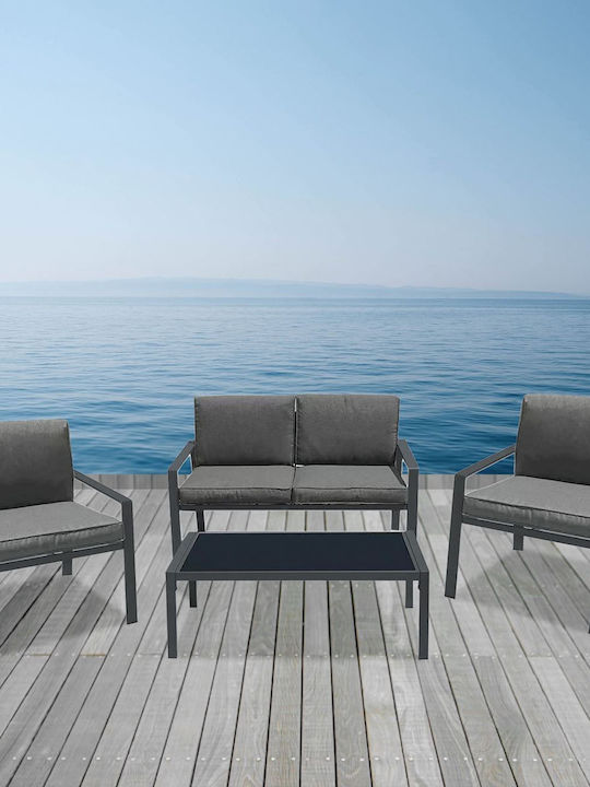 Rivian 4-Piece Outdoor Living Room Set Anthracite With Pillows E6846