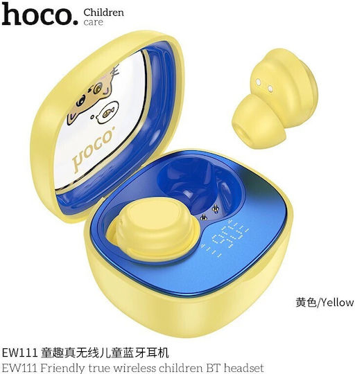 Hoco EW111 Kids In-ear Bluetooth Handsfree Ακουστικά με Θήκη Φόρτισης Κίτρινα