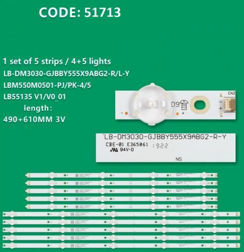 Philips Lg 55" Lb55135 Set 10pcs Led Bar