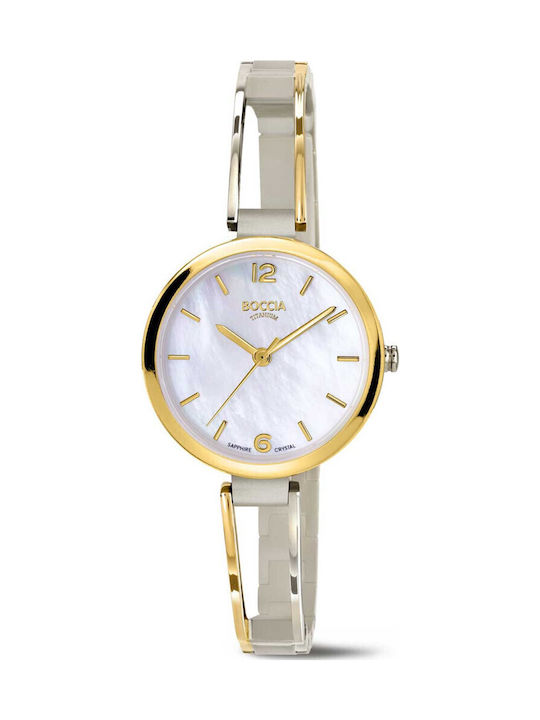 Boccia Damen Uhr mit Weiß Metallarmband