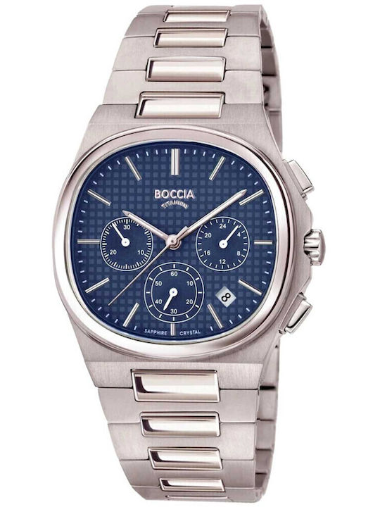Boccia Men's Watch Chronograph Battery with Silver Metal Bracelet