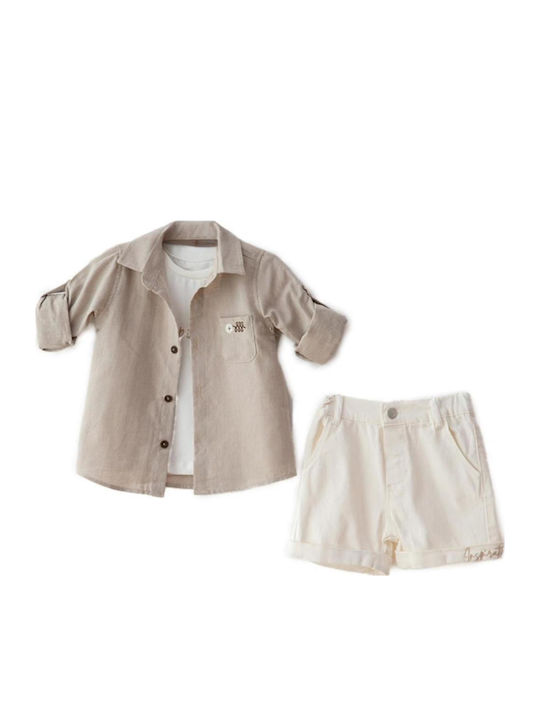 Restart Kids' Set with Shorts Summer 3pcs Beige