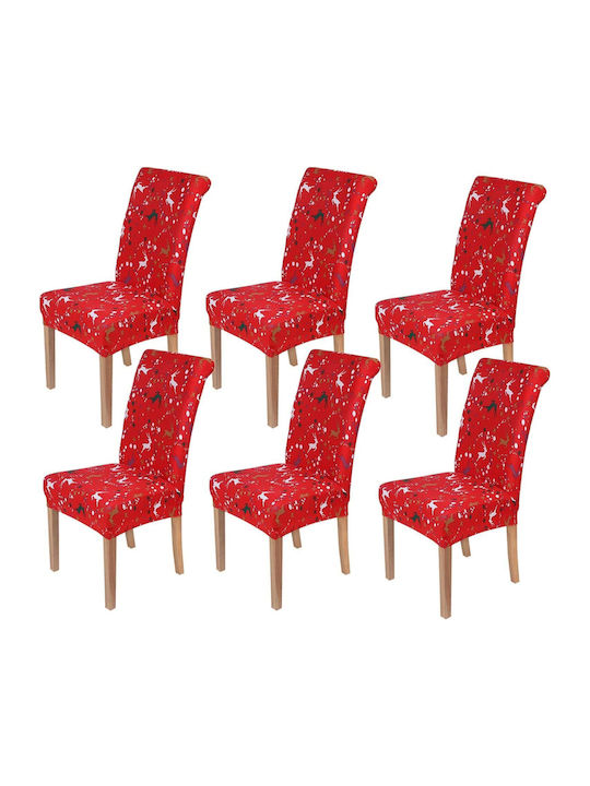 Elastic Cover for Chair Red 6pcs