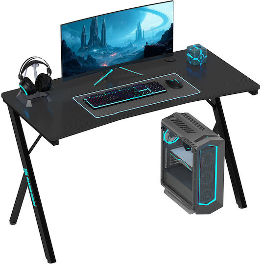 Γραφείο Gaming με LED & USB θύρες 120x60x75εκ. Μαύρο