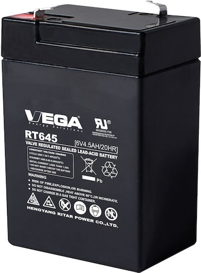 Vega Ritar Μπαταρία UPS με Χωρητικότητα 4.5Ah και Τάση 6V RT645 1τμχ