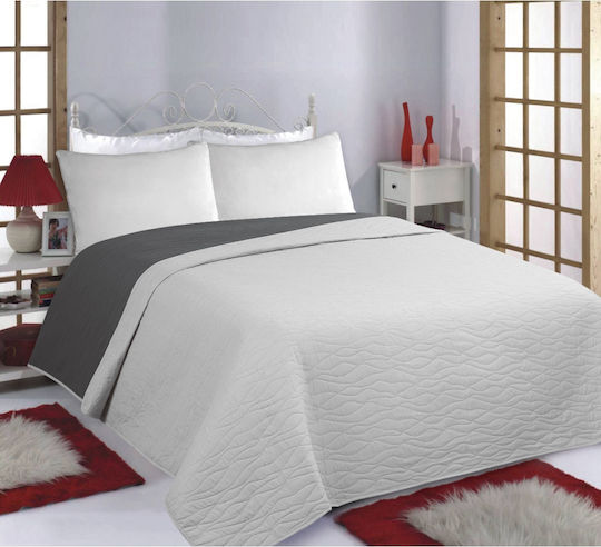 Silk Fashion Waves Tagesdecken Set Einzeln Grau/Anthrazit 170x220cm