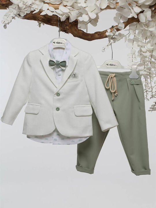 Mi Chiamo Boys Baptism Suit with Blazer Ecru