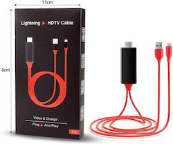 17694-16 HDMI male - Lightning male 2m Μαύρο
