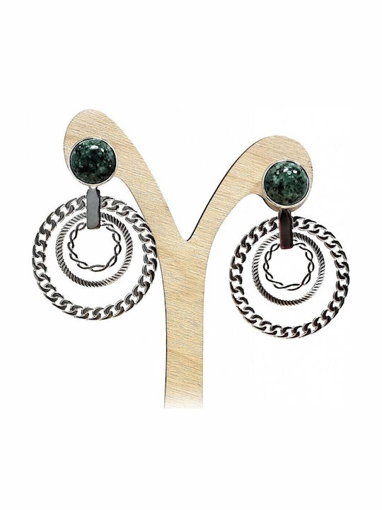 Dangle Steel Earrings with Stones