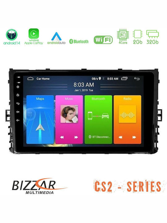Bizzar Sistem Audio Auto pentru Volkswagen Magazin online de golf / Polo / T-Cross / T-Roc / Tiguan 2013-2021 (Bluetooth/USB/AUX/WiFi/GPS/Apple-Carplay/Android-Auto) cu Ecran Tactil 9"