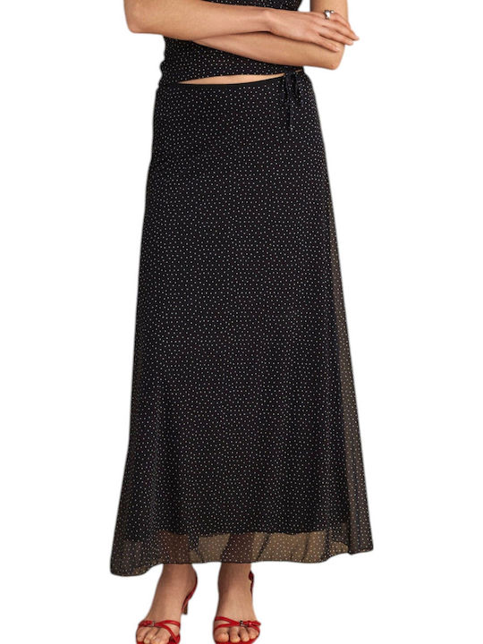 Attrattivo Maxi Skirt Polka Dot Black