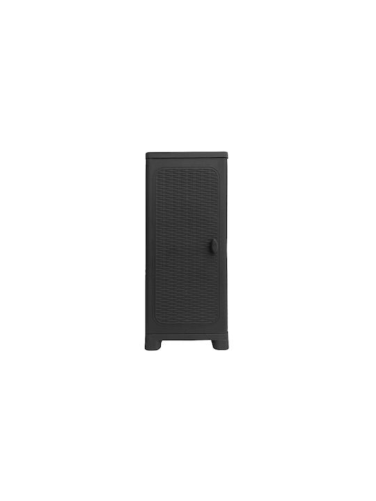 Single-leaf Plastic Outdoor Storage Cabinet with 2 Shelves Suitable for Small Spaces 35x44x91 cm