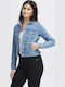 Women's Short Jean Jacket for Winter Light Blue