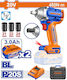 Wadfow WCD1B48 Brushless Impact Wrench Battery 20V 2x3Ah with Socket 1/2"