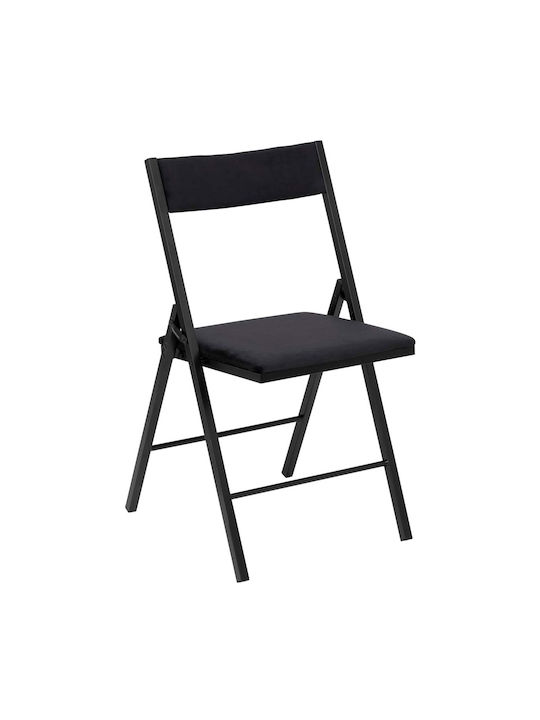 Foldable Kitchen Metallic Chair Noir 47x43x79cm