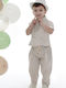 Mi Chiamo Baptism Suit with Vest for Boys Linen Beige A4767