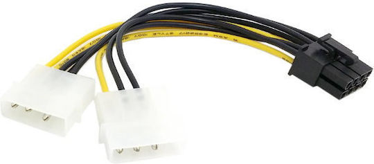 Power Cable Adapter 8 Pin PCI-e Dual Molex 4 Pin IDE Asus MSI VGA Video Graphic 18cm OEM