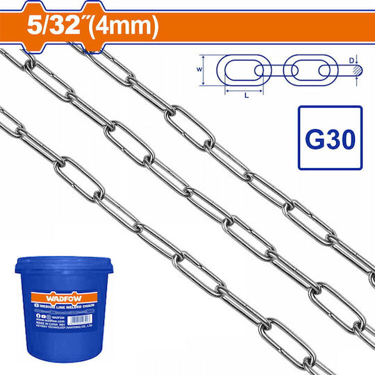 Verzinkte Kette mit mittlerem Glied 4mm 25kg 84m Wadfow Wtlt1b04