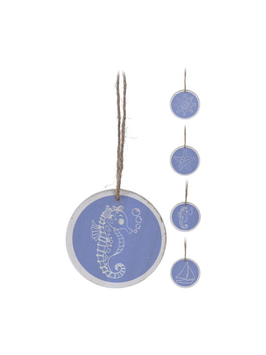 Koopman Hanging Wall Decor Blue Made of Wood 8cm Various Designs
