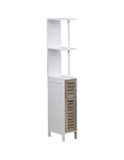 Cabinet Column Floor Bathroom Column Cabinet L18xD30xH130cm White