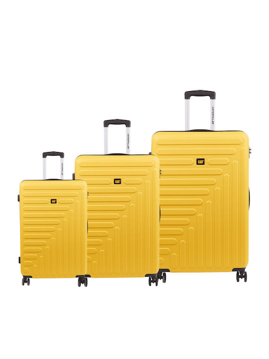 CAT Rockford Hard Yellow Suitcases With 4 Wheels Set 3 Pieces