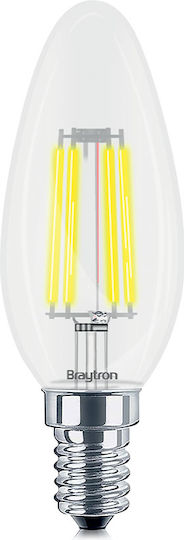 Braytron Λάμπα LED 6W για Ντουί E14 Θερμό Λευκό