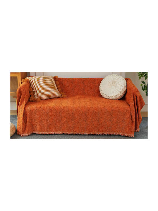 ForHome Sofa Throws 2 Seater Chenille 180x240cm Orange