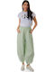 Pantaloni cu crac larg de culoare fistic
