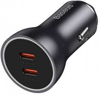 Baseus Car Charger 60W Fast Charging with Ports: 2xType-C with Cable Type-C Gray Color