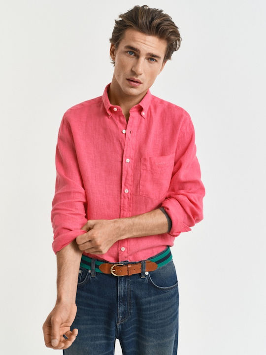 Gant Long-sleeved Linen Shirt Pink
