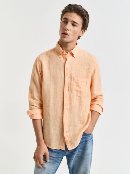Gant Long-sleeved Linen Shirt Orange