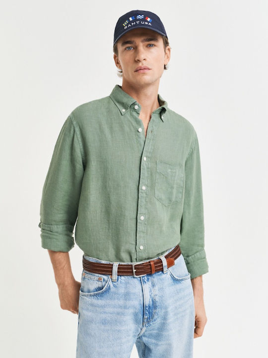 Gant Long-sleeved Linen Shirt Green