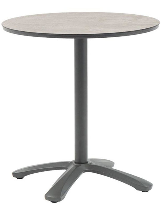 Silvio Sitting Room Outdoor Free Standing Table with Wood Surface and Aluminum Frame Gray 70x70xcm