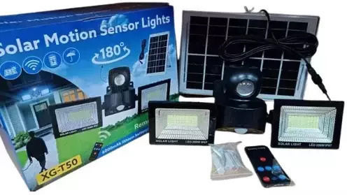 Διπλός Στεγανός Ηλιακός Προβολέας LED 200W Πράσινο με Αισθητήρα Κίνησης και Τηλεχειριστήριο IP67