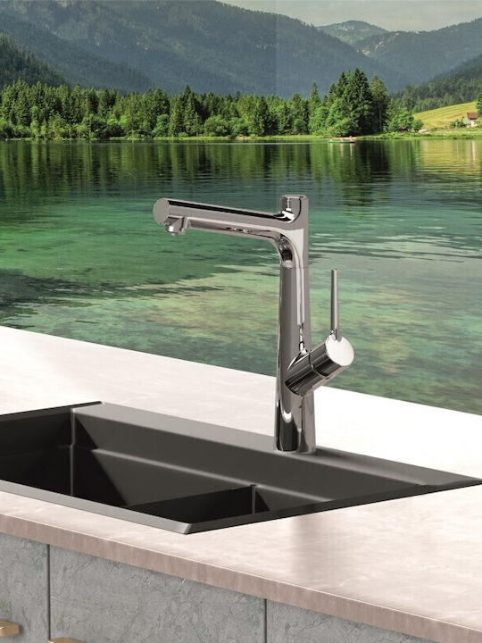 Inter Ceramic Icf 7163445c Mixer Deck Mounted Kitchen 2 Functions Drinking Water Switch Chrome