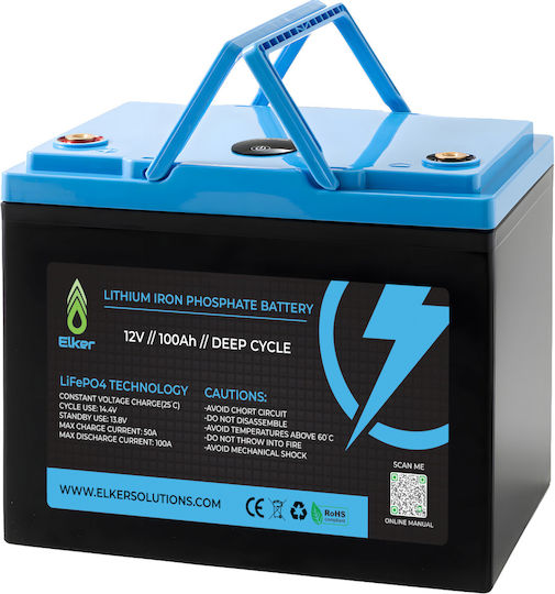 Elker ELKER Μπαταρία UPS με Χωρητικότητα 100Ah και Τάση 12V 1τμχ