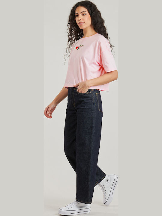 Γυναικείο Oversized Crop T-shirt Ροζ