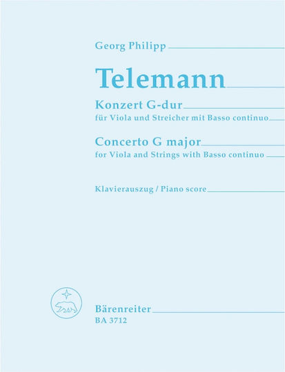 Barenreiter Телеман Концерт в Сол мажор за виола и пиано Книга за виола