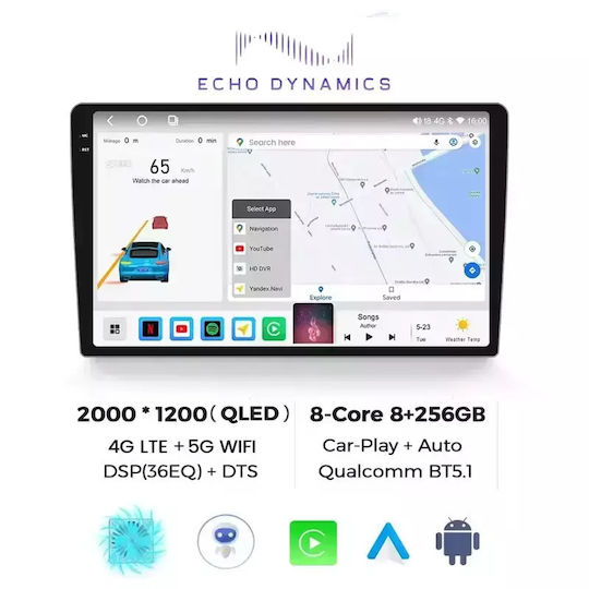 Echo Dynamics Ηχοσύστημα Αυτοκινήτου (Bluetooth/USB/AUX/WiFi/GPS/Apple-Carplay/Android-Auto) με Οθόνη Αφής 10.36"