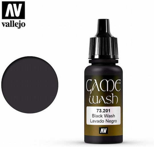 Acrylicos Vallejo Game Model Making Paint Black Wash # 73201 17ml