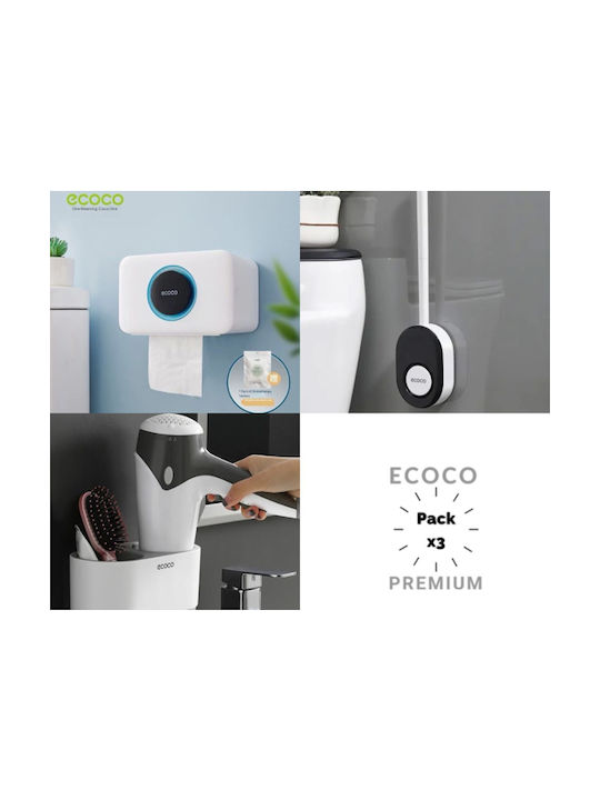 Set Toilet Paper Holder Storage Shelf Silicone Toilet Brush Wall Mount Hair Dryer 3 Pieces Aromatherapy