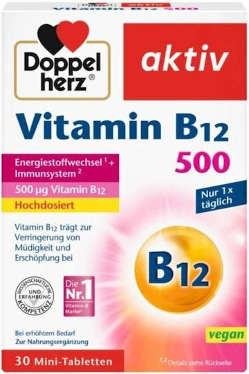 Doppelherz Aktiv Vitamin B12 Βιταμίνη για την Υγεία του Νευρικού Συστήματος 500mg 500mcg 30 ταμπλέτες
